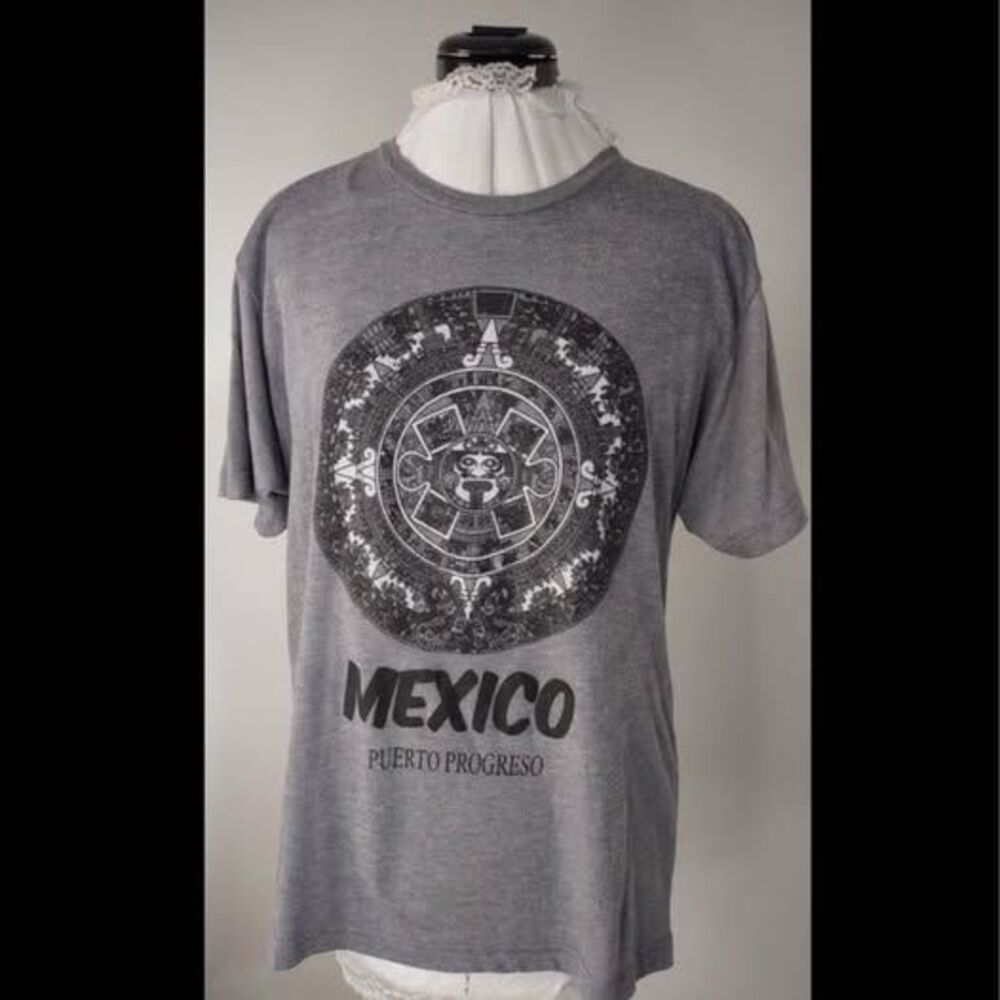 XL Tee Shirt Gray “Puerto Progreso, Mexico” 21”=pit-pit 27”=Length super soft Az